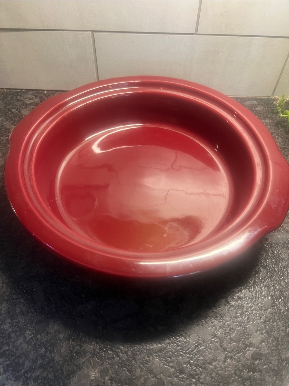 Peterboro Basket company stoneware dish. Brick Dark red. Excellent condition